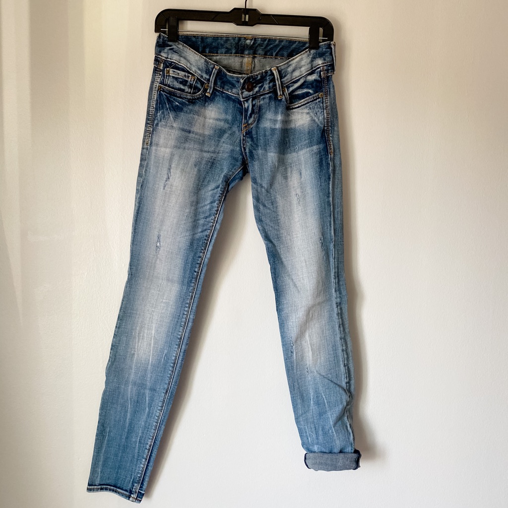 Express Light Wash Distressed Skinny Jeans